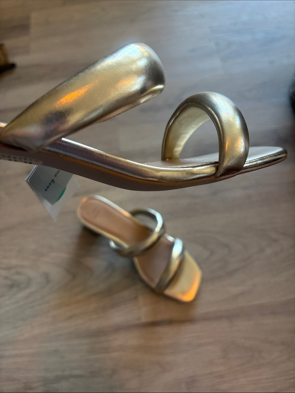 a new day Metallic Gold Padded Double-Strap Slide Sandals size 10 - Picture 8 of 8